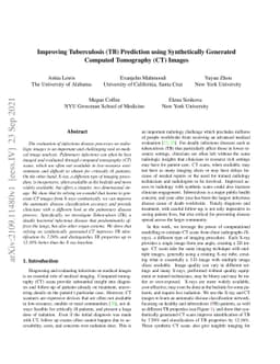 Improving Tuberculosis (TB) Prediction using Synthetically Generated
  Computed Tomography (CT) Images