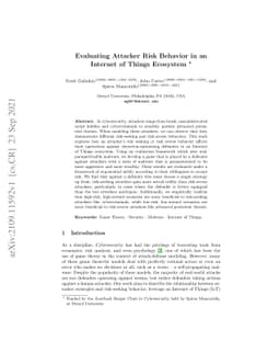 Evaluating Attacker Risk Behavior in an Internet of Things Ecosystem