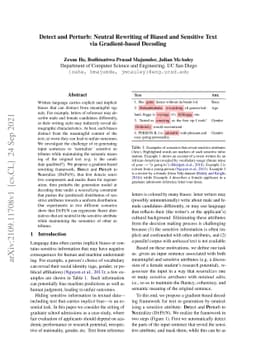 Detect and Perturb: Neutral Rewriting of Biased and Sensitive Text via
  Gradient-based Decoding