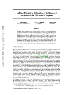 Unbiased Gradient Estimation with Balanced Assignments for Mixtures of
  Experts