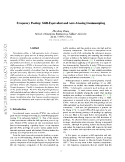 Frequency Pooling: Shift-Equivalent and Anti-Aliasing Downsampling