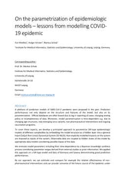 On the parametrization of epidemiologic models -- lessons from modelling
  COVID-19 epidemic
