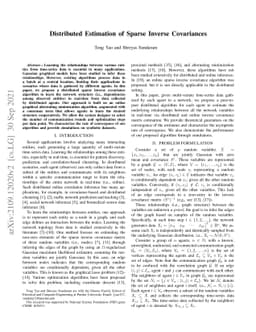 Distributed Estimation of Sparse Inverse Covariances