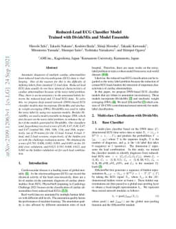 Reduced-Lead ECG Classifier Model Trained with DivideMix and Model
  Ensemble