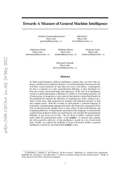 Towards A Measure Of General Machine Intelligence