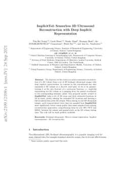 ImplicitVol: Sensorless 3D Ultrasound Reconstruction with Deep Implicit
  Representation