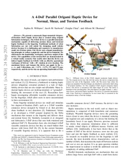 A 4-DoF Parallel Origami Haptic Device for Normal, Shear, and Torsion
  Feedback