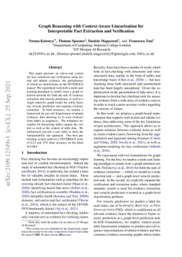 Graph Reasoning with Context-Aware Linearization for Interpretable Fact
  Extraction and Verification