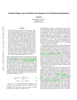 Unbiased Single-scale and Multi-scale Quantizers for Distributed
  Optimization