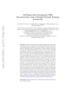 Self-Supervised Learning for MRI Reconstruction with a Parallel Network
  Training Framework