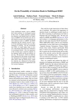 On the Prunability of Attention Heads in Multilingual BERT