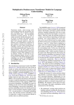 Multiplicative Position-aware Transformer Models for Language
  Understanding