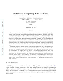 Distributed Computing With the Cloud