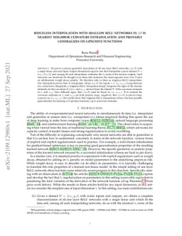 Ridgeless Interpolation with Shallow ReLU Networks in $1D$ is Nearest
  Neighbor Curvature Extrapolation and Provably Generalizes on Lipschitz
  Functions