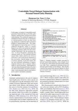 Controllable Neural Dialogue Summarization with Personal Named Entity
  Planning