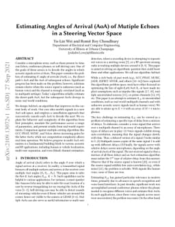 Estimating Angle of Arrival (AoA) of multiple Echoes in a Steering
  Vector Space