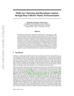 Multi-way Clustering and Discordance Analysis through Deep Collective
  Matrix Tri-Factorization