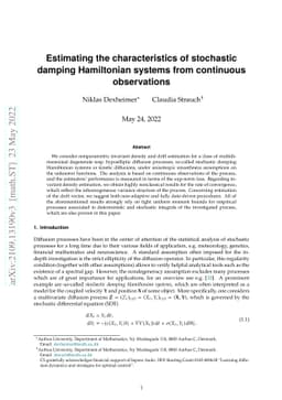 Estimating the characteristics of stochastic damping Hamiltonian systems
  from continuous observations