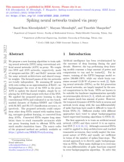 Spiking neural networks trained via proxy