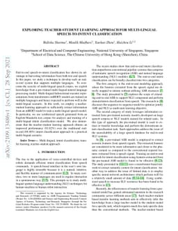 Exploring Teacher-Student Learning Approach for Multi-lingual
  Speech-to-Intent Classification