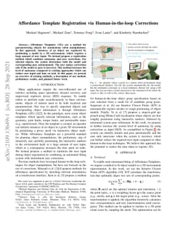 Affordance Template Registration via Human-in-the-loop Corrections