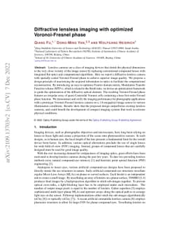 Diffractive lensless imaging with optimized Voronoi-Fresnel phase