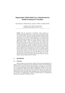 Opportunistic Multi-Modal User Authentication for Health-Tracking IoT
  Wearables