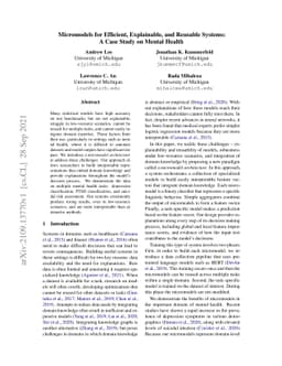 Micromodels for Efficient, Explainable, and Reusable Systems: A Case
  Study on Mental Health