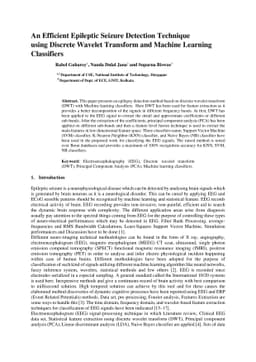 An Efficient Epileptic Seizure Detection Technique using Discrete
  Wavelet Transform and Machine Learning Classifiers