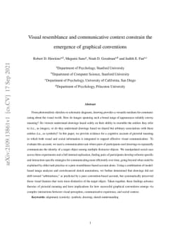 Visual resemblance and communicative context constrain the emergence of
  graphical conventions