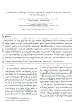 3D Hand Pose and Shape Estimation from RGB Images for Keypoint-Based
  Hand Gesture Recognition