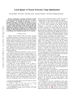 Local Repair of Neural Networks Using Optimization