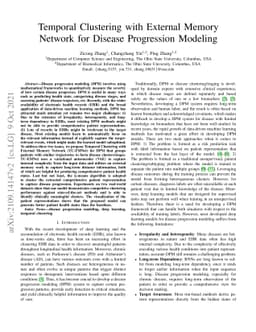 Temporal Clustering with External Memory Network for Disease Progression
  Modeling