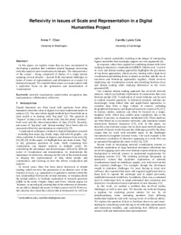 Reflexivity in Issues of Scale and Representation in a Digital
  Humanities Project