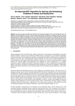 An Improved BAT Algorithm for Solving Job Scheduling Problems in Hotels
  and Restaurants