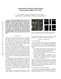 Segmentation of Roads in Satellite Images using specially modified U-Net
  CNNs