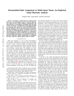 Decentralized Role Assignment in Multi-Agent Teams via Empirical
  Game-Theoretic Analysis