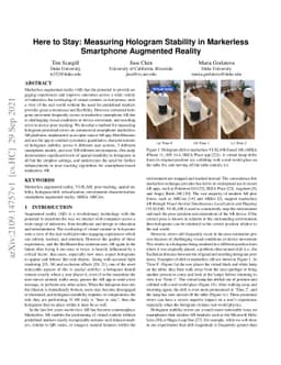 Here To Stay: Measuring Hologram Stability in Markerless Smartphone
  Augmented Reality