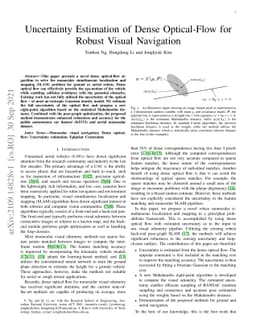 Uncertainty Estimation of Dense Optical-Flow for Robust Visual
  Navigation