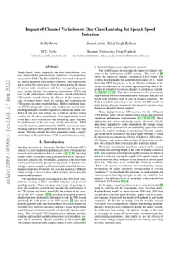 Impact of Channel Variation on One-Class Learning for Spoof Detection