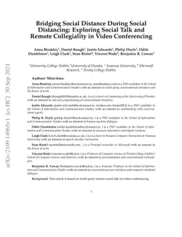 Bridging Social Distance During Social Distancing: Exploring Social Talk
  and Remote Collegiality in Video Conferencing