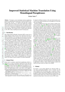 Improved statistical machine translation using monolingual paraphrases