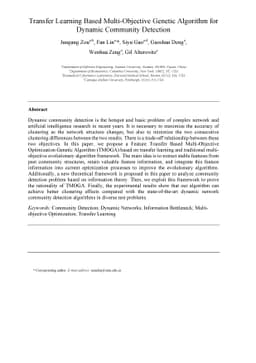 Transfer Learning Based Multi-Objective Genetic Algorithm for Dynamic
  Community Detection