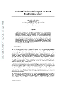 Focused Contrastive Training for Test-based Constituency Analysis