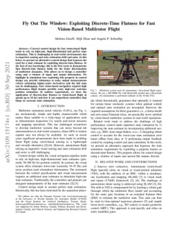 Fly Out The Window: Exploiting Discrete-Time Flatness for Fast
  Vision-Based Multirotor Flight