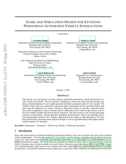 Game and Simulation Design for Studying Pedestrian-Automated Vehicle
  Interactions
