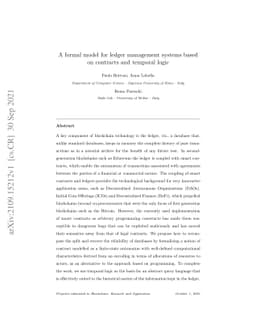 A formal model for ledger management systems based on contracts and
  temporal logic