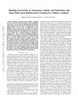 Modeling Interactions of Autonomous Vehicles and Pedestrians with Deep
  Multi-Agent Reinforcement Learning for Collision Avoidance