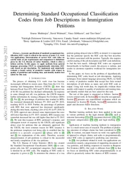Determining Standard Occupational Classification Codes from Job
  Descriptions in Immigration Petitions