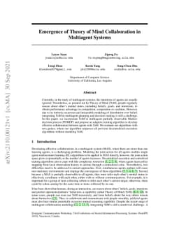 Emergence of Theory of Mind Collaboration in Multiagent Systems